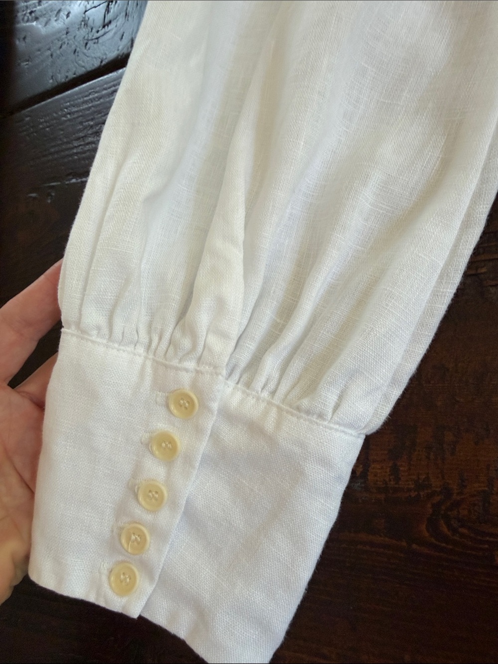 REFORMATION WHITE LINEN STILTON TOP SIZE 6 SQUARE NECK SMOCKED PUFF SLEEVE - Picture 13 of 16